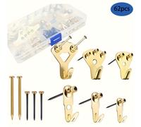 TEMU Juego de 62 Ganchos de Metal Alemán - Herrajes de Montaje en Pared Fácil para Cuadros, Espejos, Lienzos y Relojes - Accesorios de Decoración para el Hogar con Estilo, Moda