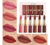TEMU Juego de 6pcs de lápiz labial mate de terciopelo, de larga duración y desvanece, color de labios impermeable, , esqualano, paleta multicolor para los de piel, de edad adulto