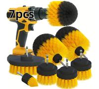 TEMU Juego de 7 accesorios de cepillo para taladro - cepillos y almohadillas para limpieza exterior, baños, inodoros, cocinas y vehículos - Colección de cepillos de limpieza versátiles