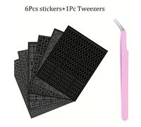 TEMU Juego de 7 Pegatinas Huecas para Uñas, Diseño de Cuadrícula y Estampado de Leopardo, Ideal para de Uñas y Salones de Belleza