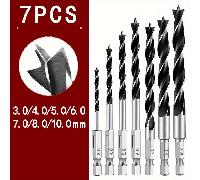 TEMU Juego de 7 piezas de brocas para carpintería con vástago hexagonal de 3/4/5/6/7/8/10 mm y posicionamiento en , adecuadas para madera, plástico, cartón y bambú