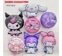 TEMU Juego de 7 piezas de globos de lámina de la serie Sanrio Kuromi, My Melody, Cinnamoroll, Hello KT para decoración de fiestas de , y reuniones