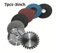 TEMU Juego de 7 piezas de Hojas Circulares ProCut de 3 Pulgadas con Discos de Esmerilado de 75mm - Estructura de Acero Duradera, Cuchillas para Motosierra y Kit de Herramientas de Corte de Metal