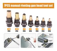 TEMU Juego de 7 Piezas de Pistola de Remaches Manual Tamaño Completo M3-M12, Kit Duradero y Fácil de Usar para Automoción, Renovación del Hogar y Metálica