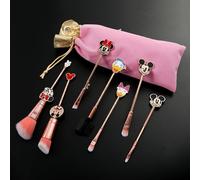 TEMU Juego de 7 pinceles de maquillaje Disney exquisitos con diseño de animación de y Minnie, juego de pinceles kawaii, varilla metálica práctica, ideal para uso diario o como regalo