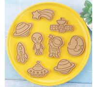TEMU Juego de 8 cortadores de galletas 3D con , alienígenas y ovnis, perfectos para fiestas y regalos de hornear.