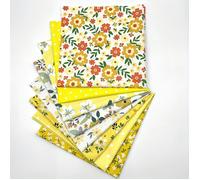 TEMU Juego de 8 Cuadrados de Tela para Acolchar con Flores Amarillas Precortados - 100% Algodón, Pre-Cortados para Patchwork DIY y Manualidades, a