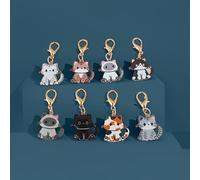 TEMU Juego de 8 Llaveros de Gato Cartoon Adorables - Accesorios Elegantes para Bolsos y Mochilas de Mujer | Regalo de , Diseño Animal Encantador | Estructura de Aleación