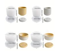 TEMU Juego de 8 moldes de silicona para frascos de velas con - Diseño a rayas, ideal para resina, cemento y manualidades de yeso, suministros para hacer velas perfumadas hechas a .