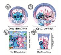 TEMU Juego de 80 piezas de vajilla Disney Stitch, platos desechables temáticos de Lilo & Stitch, servilletas, vasos y decoraciones para fiestas, ideal para camping, picnics o festivos