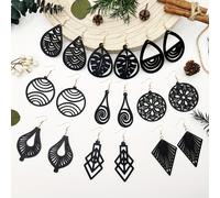 TEMU Juego de 9 de Aretes de Madera para Mujer - Aros y Aretes Colgantes con Formas de , Redonda, Hoja, Mandala, Geométricos y - Estilo Boho para Vacaciones, Ropa Casual, Beige (Sin Baño)