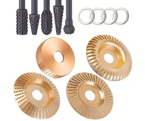 TEMU Juego de 9 discos para tala de para tallado de madera | Tala de de 4" o 4 1/2" con eje de 5/8", juego de rotativas de de medio para rectificado de madera, adicionales para desbrozadora