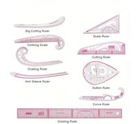 TEMU Juego de 9 reglas curvas francesas para coser , reglas transparentes para hacer patrones de costura y para diseño de moda y guía