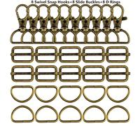 TEMU Juego de accesorios metálicos con hebilla , gancho de y anillo en D + 24/54 piezas para bolsos, carteras, mochilas, collares para perros y manualidades DIY