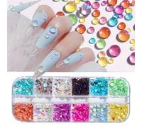 TEMU Juego de Accesorios para Uñas de 12 Compartimentos, Uñas 3D de Varios Tamaños, Piedras Brillantes para Uñas, Ideal para DIY en Uñas, Zapatos, Ropa, Cosméticos, Bolsos, Más 2025