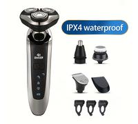 TEMU Juego de Afeitadora Eléctrica Recargable para Hombres , Equipada con Recortadora de Nariz y Patillas y Cepillo de Limpieza Facial, un Afeitado y Limpio