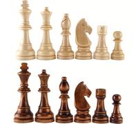 TEMU Juego de Ajedrez de Madera Grande con Piezas de Rey de 4.5 pulgadas, Juego de 32 Piezas de Madera de Lujo para Tablero de Ajedrez (Solo Piezas de Ajedrez)