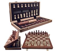 TEMU Juego de Ajedrez Grande Premium con Tablero Plegable, Piezas de Madera Magnéticas, Tablero de Damas de Nogal, Dos Reinas Adicionales, de Almacenamiento , Adecuado para Adultos Como Principiantes