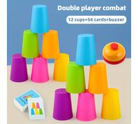 TEMU Juego de Apilamiento, 54 Cartas, 12 Copas, Juego de Escritorio con Campana, Set de Rompecabezas de con Clasificación Colorida, Familiar, Juguete Interactivo para , Regalos de Navidad