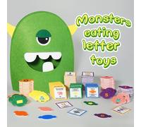 TEMU Juego de aprendizaje de en inglés de 231 piezas, divertidos juguetes de aprendizaje de ABC, juego de reconocimiento de y con monstruos alimentadores, adecuado para regalos de en el aula y en