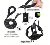 TEMU Juego de Arnés para Perro Antifuga y Correa con Dispensador de Bolsas de , Ajustable, , , Transpirable, Chaleco Nocturno Reflexivo, adecuado para de Perros Medianos y Grandes