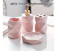 TEMU Juego de Baño Cerámico Geométrico de 4 Piezas para Manual, Botellas Dispensadoras de Champú y Gel de Ducha para Hotel Club Loción