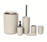 TEMU Juego de Baño de Piezas para Almacenamiento, 6 Kits, Papelera, Cepillo de Baño, Botella de Loción, Vaso de Enjuague Bucal, Vaso para Cepillos de Dientes, Jabonera