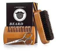 TEMU Juego de Barba y Peine de Madera para Hombres - Kit de Cuidado para Barbudas, Pelos y , Peine de Madera, Cepillo para Barba, Tijeras Pequeñas y Más, Regalo Ideal para , Navidad o Halloween
