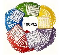 TEMU Juego de Bingo - 100 tarjetas de Bingo discos de Bingo transparentes y coloridos, ideal para juegos de Bingo, juegos de cartas, juegos de aula escolar y actividades familiares.