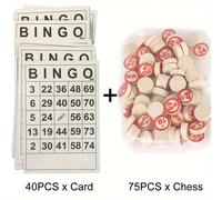 TEMU Juego de Bingo Edición Estándar - 75 fichas de madera y 40 cartones, Juego de mesa interactivo y casual, Ideal para mayores de 14 años, Material de madera natural