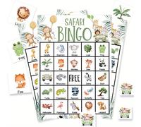 TEMU Juego de Bingo para 24 Jugadores, Suministros Divertidos para Fiestas con Tema de Animales de , Juego de Actividad para , Baby Shower, Familiar