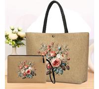 TEMU Juego de bolso floral romántico de dos piezas, práctico y para buscan tendencias, ideal para salidas, vacaciones o uso diario