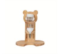 TEMU Juego de Botellas de Agua de Madera Ajustables para Pequeñas Mascotas con Soporte - Forma de Oso, PVC, para Hámsters, Cobayas, Conejos - Con Nivel de Agua y Dispensador Automático