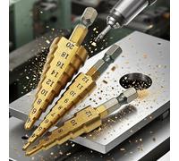 TEMU Juego de brocas escalonadas de acero rápido de 3 piezas, múltiples agujeros de 50 tamaños, hechas de acero rápido con recubrimiento de negro, adecuadas para taladrar metal, madera, plástico y