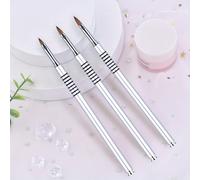 TEMU Juego de Brochas para Uñas Acrílicas - 3pcs Pinceles Kolinsky Tamaño 2/4/6 para Polvo Acrílico, Aplicación de Acrylic, Extensión y Tallado 3D de Uñas para Principiantes y Profesionales