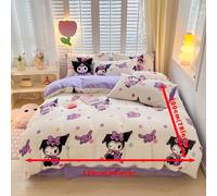 TEMU Juego de cama de 3 piezas Sanrio Hello Kitty My Melody Cinnamoroll Kuromi con estampado de dibujos animados, 1 de edredón y 2 fundas de almohada, para todas