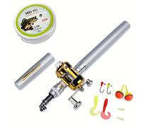 TEMU Juego de caña de pescar telescópica de bolsillo portátil con carrete - Equipo de pesca de viaje ideal para principiantes