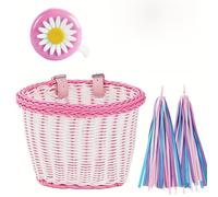 TEMU Juego de canasta redonda tejida a con borlas para bicicleta - cesta delantera colorida, accesorios para ciclismo al y equipamiento personal y familiar