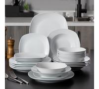 TEMU Juego de cena de 24 piezas en porcelana blanca con 6 cuencos para , 6 platos de cena, 6 platos de postre y 6 platos hondos para sopa. Servicio para 6 .