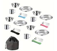 TEMU Juego de cocinilla portátil para acampar al de 29 piezas/28 piezas, bolsa de picnic para acampar, herramientas de cocina y BBQ de acero inoxidable para viajes, para viajes, picnics al .