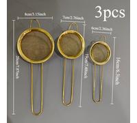 TEMU Juego de Coladores de Malla de Acero Inoxidable Dorado de 3 Piezas, Utensilios Culinarios No Eléctricos para Cocinas, Hornear y Cocinar