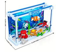 TEMU Juego de Construcción de Acuario Mundo Oceánico con 391 Piezas y 6 Animales Marinos: Peces, , , Medusa, - Decoraciones Creativas para Escritorio, Regalo de Navidad o para Mayores de 6 Años