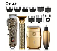 TEMU Juego de Cortapelos Recargable para Hombres, Recortadora de Peluquería Profesional y Recortador de Nasal - Set de Piezas Dorado, Adecuado para Uso en Casa y Barberías Peine , Regalo Ideal para