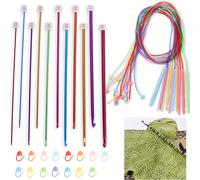 TEMU Juego de Crochet Túnez 2-8mm Gancho de Crochet Afgano de Aluminio, 3.5-12mm Gancho de Crochet de de Plástico, Hebilla Marcadora de Plástico, Color Aleatorio para Principiantes