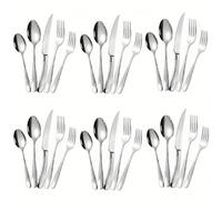 TEMU Juego de cubiertos de calidad de 30 piezas para 6 | Acero inoxidable, diseño ultra afilado , , para lavavajillas - Ideal para fiestas, reuniones familiares y recepciones de