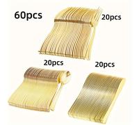 TEMU Juego de cubiertos dorados de 10/60 piezas, plástico reutilizable de calidad, ideal para fiestas, , bailes, Nochevieja, San Valentín, recibir invitados