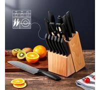 TEMU Juego de Cuchillos, 15pcs Cuchillos de Cocina de Acero Inoxidable con Recubrimiento Antiadherente , Set de Bloque de Cuchillos