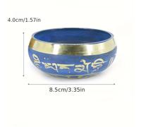 TEMU Juego de Cuenco Tibetano Cantante Artesanal con Cojín y - Cuenco de Sonido para Meditación, Yoga y Sanación - Azul con Diseño Tradicional, Estuche