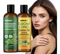 TEMU Juego de cuidado del cabello de 200ml*2 con acondicionador de aceite de ricino + champú de , en de y aceite de semilla de ricino, uso combinado, con aceites esenciales, , y , duradera