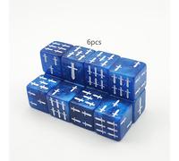 TEMU Juego de Dados 6 piezas 1.6cm Set de dados D6, azules con patrones de y cruz son adecuados para fiestas temáticas medievales, actividades de juegos de mesa y juegos sobre